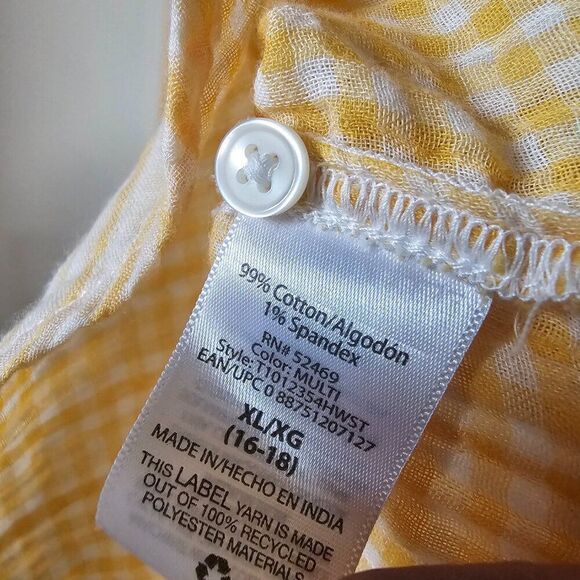 EUC TIME AND TRU YELLOW WHITE STRIPED COTTON BUTTON DOWN LONGSLEEVE SHIRT XL WMN - Picture 13 of 13